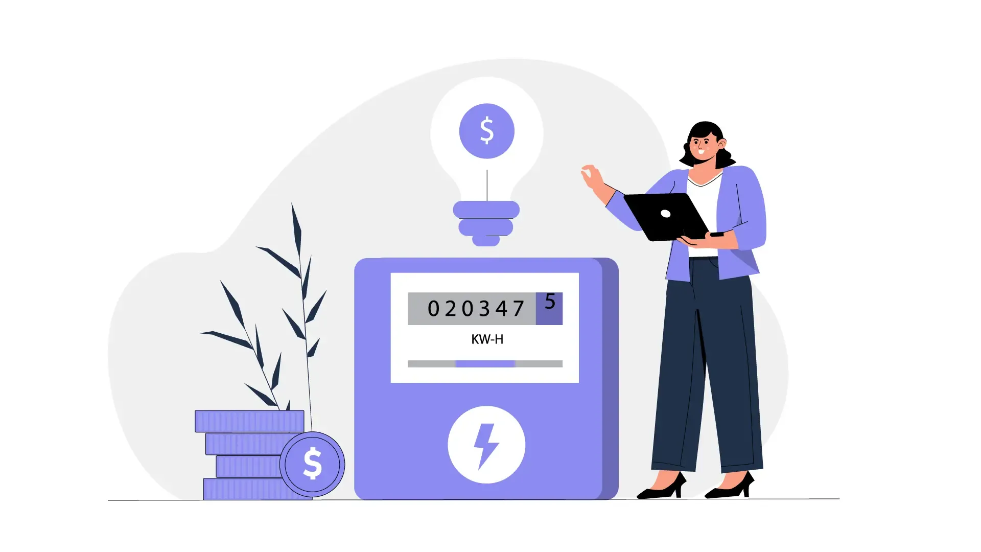 Smart Energy Use Concept 2D Character Illustration Presentation on Electricity Savings image